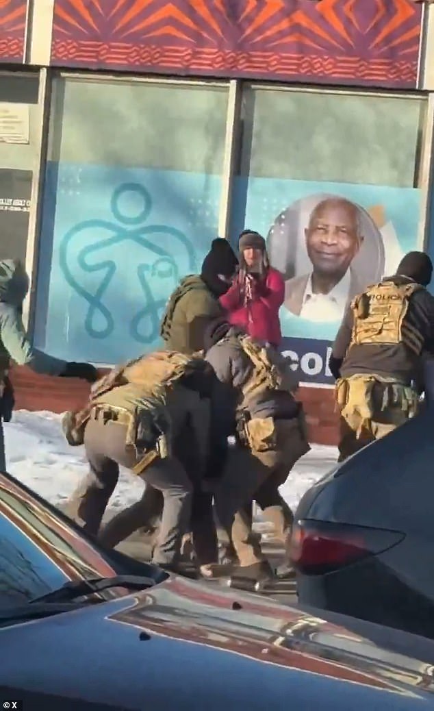 Border Patrol agents apprehending Pretti on Saturday