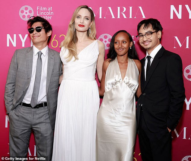 (L-R) Pax, Jolie, Zahara and Maddox at the MARIA screening in NYC in September 2024