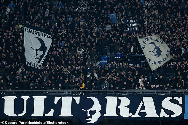 Napoli ultras, pictured earlier this month, reportedly chased Chelsea fans down the street