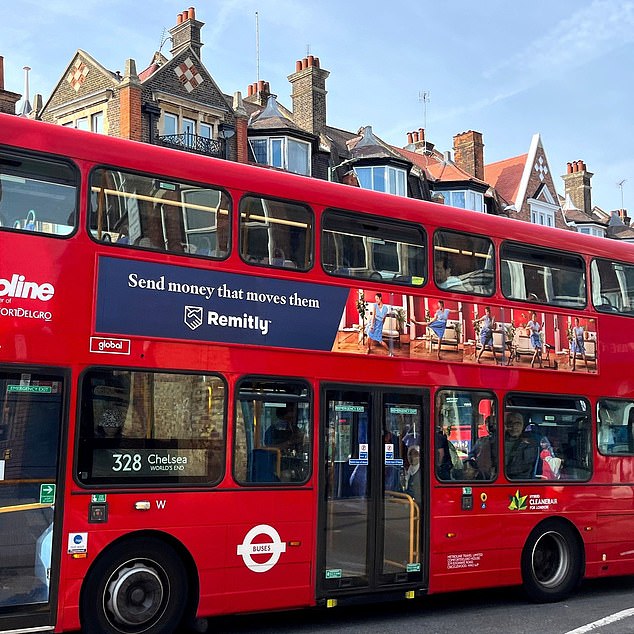 ...and another on the side of a London bus, advertising the company's services