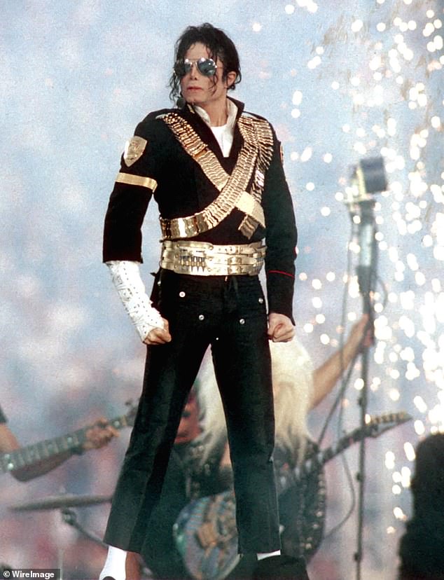 Michael Jackson performing at the Super Bowl XXVII halftime show on January 31, 1993 at the Rose Bowl in Pasadena, California