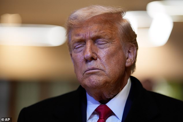He once defined himself by his boundless energy compared to 'Sleepy Joe' Biden. Now it is Trump, pictured last week, who is caught apparently nodding off in front of the cameras