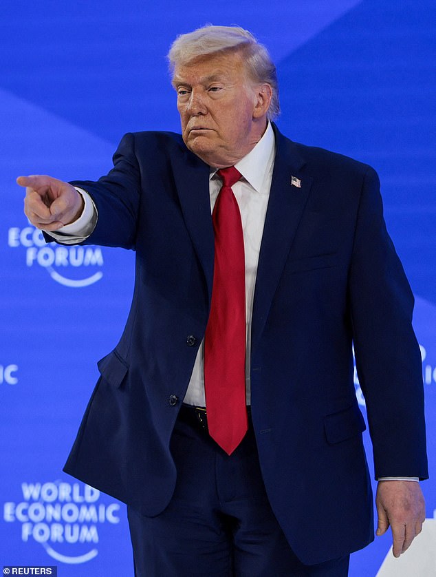 Trump pictured at the World Economic Forum in Davos last week. From the moment he first entered the Oval Office, Democrats have sought to stoke anxiety over his fitness