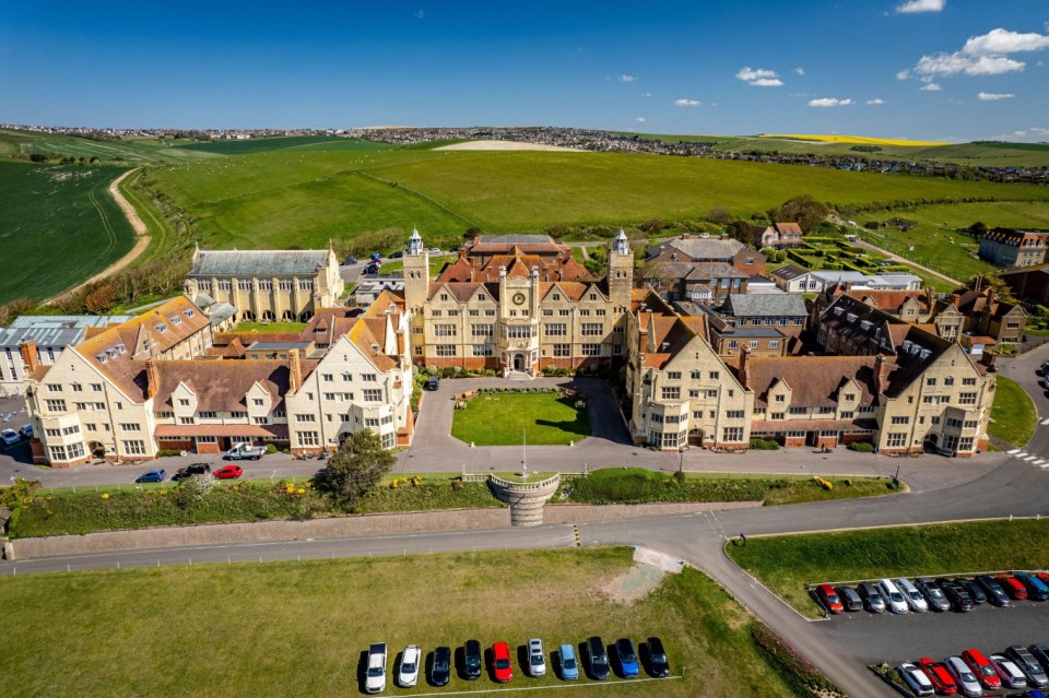 An aerial view of the Roedean School in Brighton, East Sussex, England.