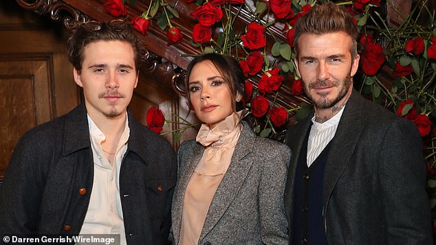 The staggering allowance is in stark contrast to the financial support Nicola's husband Brooklyn Beckham is thought to receive from his parents David and Victoria (seen with parents in 2019)
