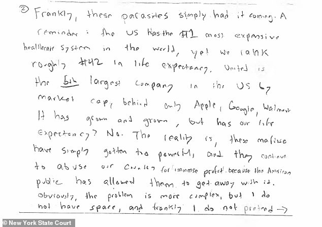 Prosecutors also seized a handwritten diary from Mangione's backpack during his arrest in Altoona, Pennsylvania that his attorneys are now trying to hide from jurors