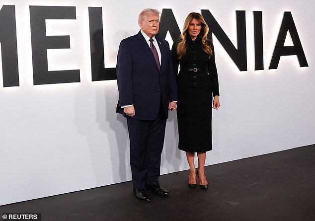 Trump and his wife Melania arrive for the premiere of the documentary film "Melania"