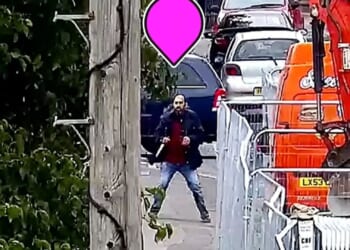 Moment 'heroic' Apprentice star helps save people from 'psychotic' knifeman randomly attacking outside supermarket