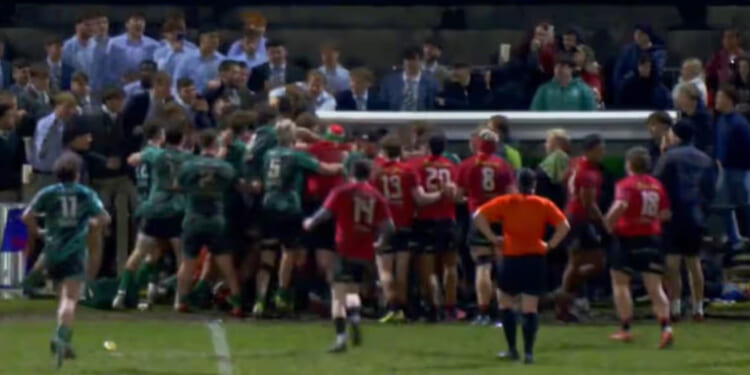 Rugby match ABANDONED as players brawl, supporters launch beer and fan is removed from stadium