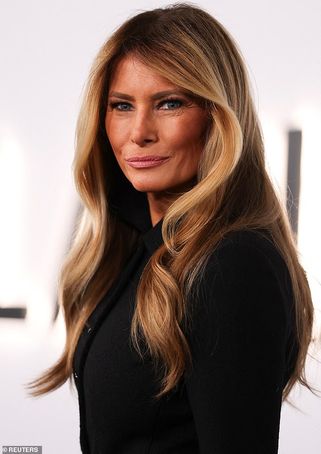 The First Lady wore neutral makeup, her hair in a perfect blowout for the occasion