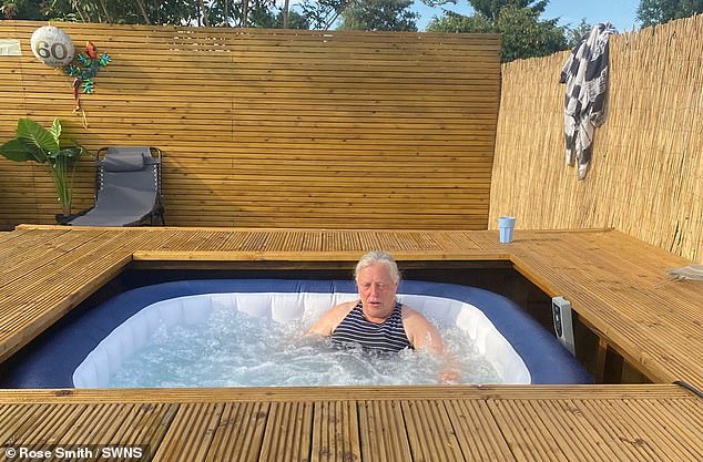 Ms Smith's hot tub and decking before her neighbour encroached on her land