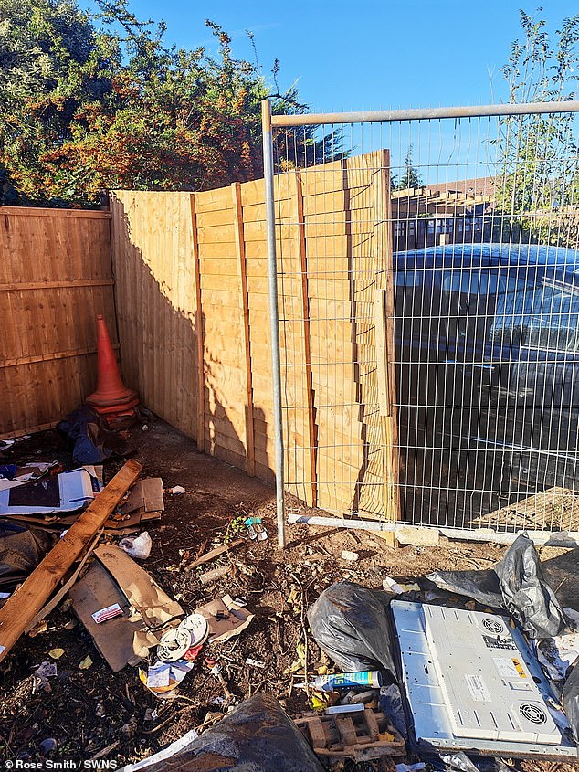 Rubbish is being thrown into her garden by the neighbours, Mrs Smith has claimed