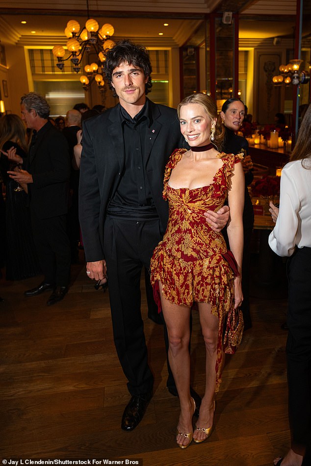 The Aussie actress, 35, was joined by co-star Jacob Elordi, 28, and husband Tom Ackerley, 35, for the swanky soirée at Hollywood eatery Mother Wolf