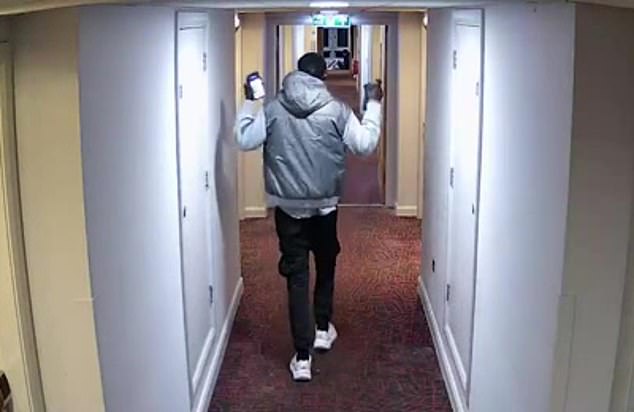 Majek was also seen dancing down the corridors of the hotel