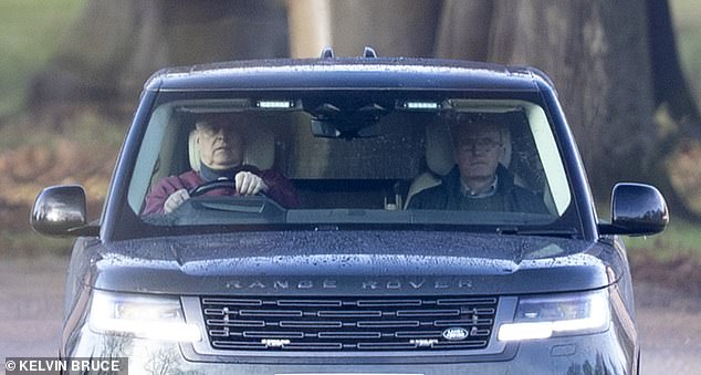 Andrew was pictured driving from Royal Lodge today