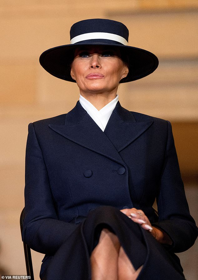 Melania told the Daily Mail 'people will see it transitioning from private citizen to being the First Lady again' in the film. Pictured: Melania Trump at the second inauguration of Donald Trump on January 20, 2025
