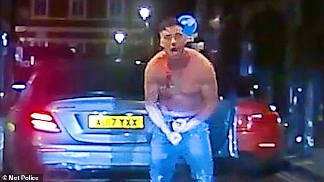 Dash cam footage captured Gilheaney on his booze-fuelled rampage across London's West End