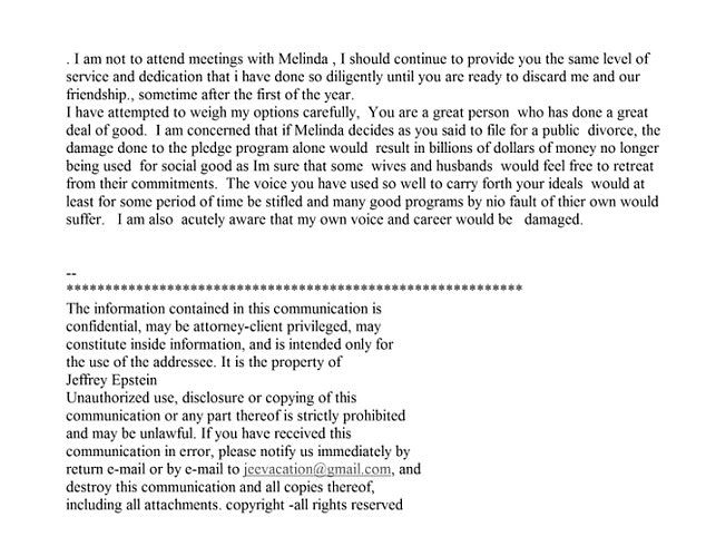 Epstein sent himself a lengthy email claiming Gates had gotten an STD and that he had asked for antibiotics to slip to Melinda