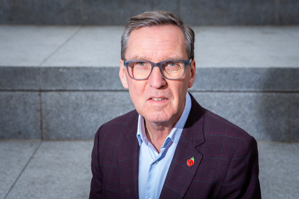 Former health secretary Alan Milburn wearing a poppy pin on his jacket.