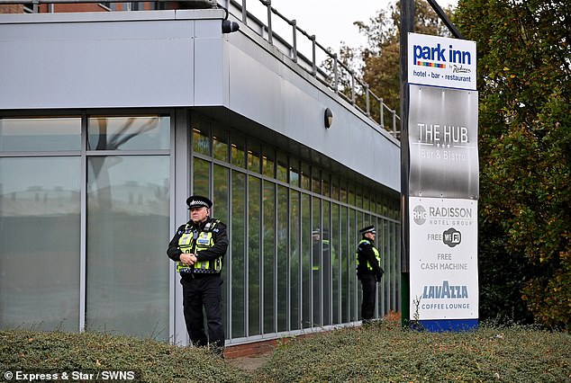 Police outside the Park Inn by Radisson Hotel in Bescot, Walsall - where Ms Whyte worked - in the aftermath of the attack