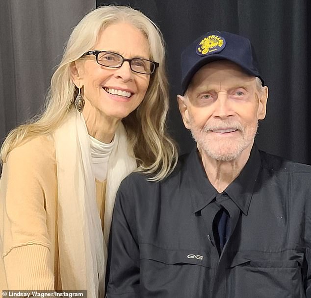 'A few moments from Central Carolina Comic Con earlier this month. @centralcarolinacomiccon #bionicwoman,' wrote the blonde as she looked youthful in a yellow sweater with glasses on. Majors wore a black top and a cap as he smiled for the camera