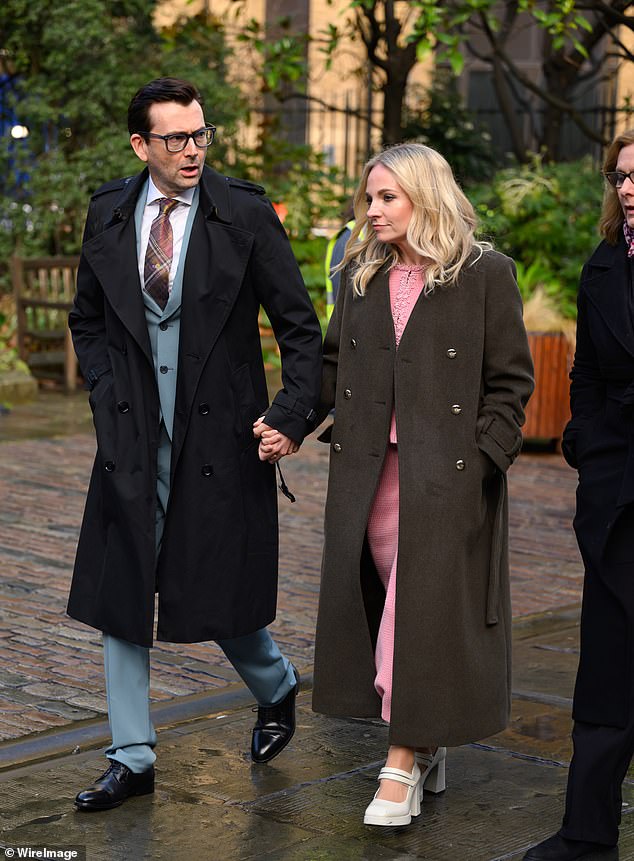 David Tennant and his wife Georgia at the memorial service. The service of thanksgiving for Dame Jilly's life and work heard from a multitude of friends