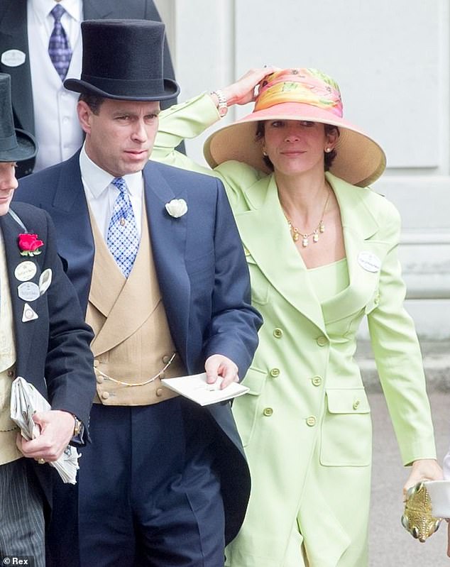 Andrew Mountbatten-Windsor and Ghislaine Maxwell at the Royal Ascot, Ladies Day, on June 22, 2000