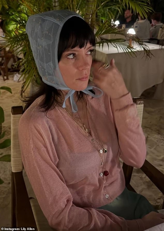 Bonnets, commonly associated with children, have become a fashion statement in recent times - and Lily has joined in on the trend