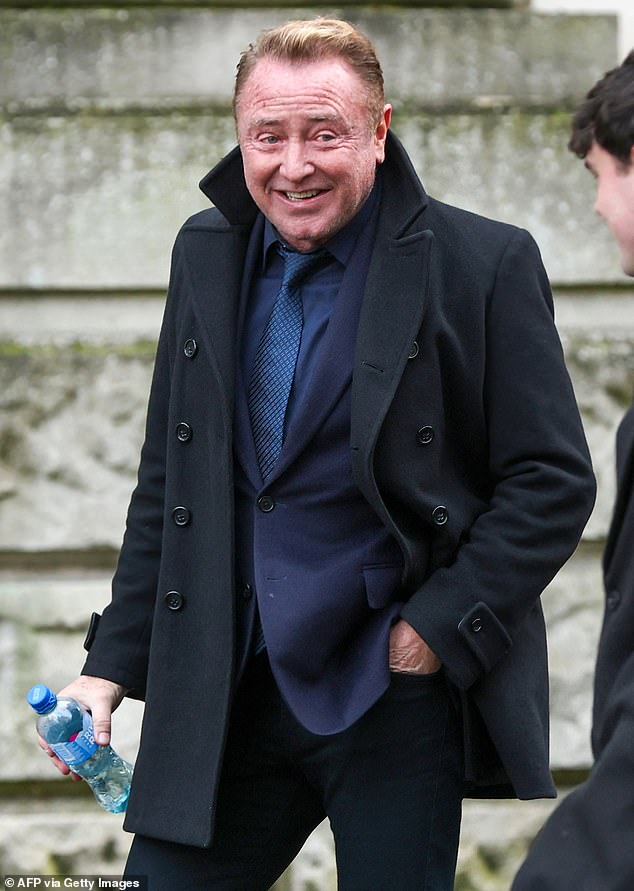Flatley arrives at the High Court in Belfast, Northern Ireland on January 29, 2026 for the judgement in a civil case involving the Lord Of The Dance star