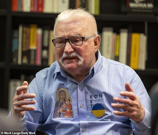 Walesa speaks at a rally in Poland in 2018. While he has been lauded for facing down the forces of communism, he confesses, his wife and eight children paid a heavy price
