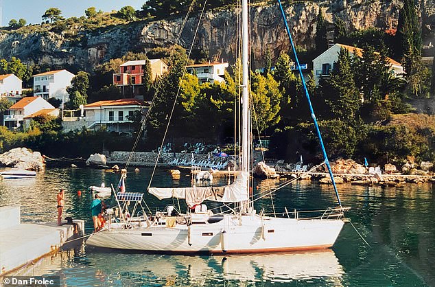 Pictured: The boat Dan and his friends sailed on to get to their diving spot. Here, they enjoyed afternoon meals and lapped up the sun before their trip took a turn