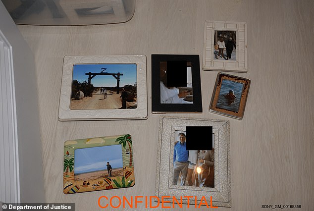 A selection of photo frames, including one of Gates with two women already mentioned above