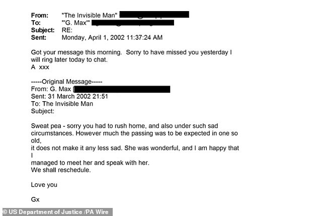 Maxwell also comforted Andrew after the death of the Queen Mother in March 2002