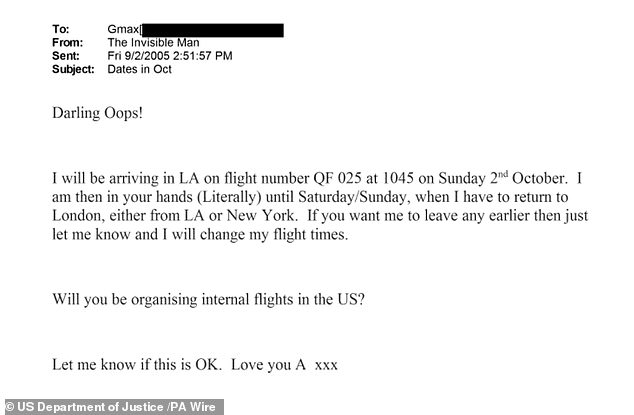 The emails saw the pair call each other pet names and sign off with 'love'