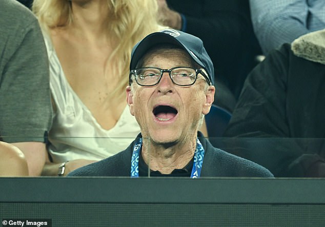 Gates has repeatedly denied any allegations against him related to Epstein and admitted that he regretted their relationship. He's pictured above at the Australian Open on Saturday