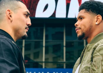 When are the ring-walks for huge world title bout?