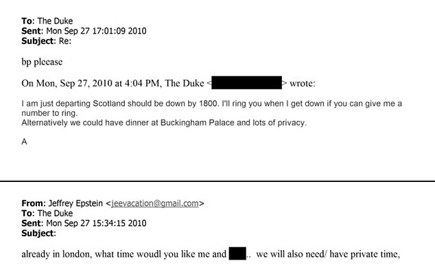 Emails between Andrew and Epstein revealed in the Epstein files