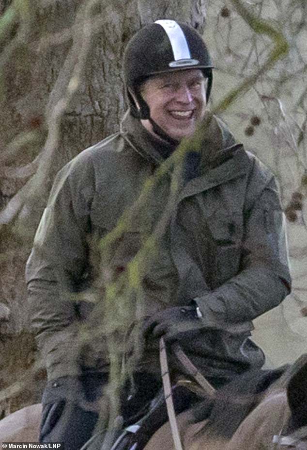 The former prince was spotted laughing on his ride around the Windsor estate on Saturday morning, just hours after new photographs of him were released