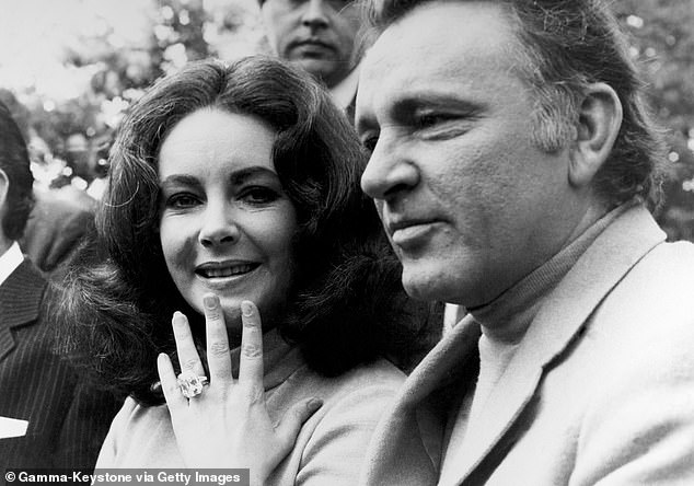Another one of Elizabeth's famous gems is the Krupp diamond, later named the Elizabeth Taylor diamond (pictured with Burton in 1968)
