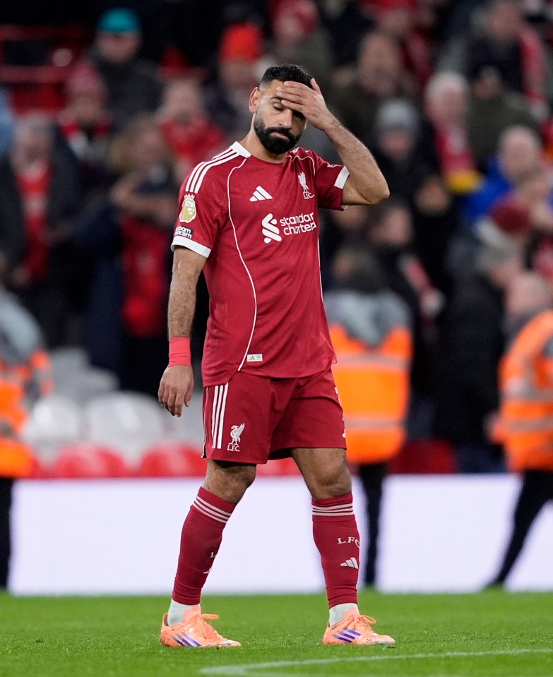 Mohamed Salah looking dejected after a Premier League match.