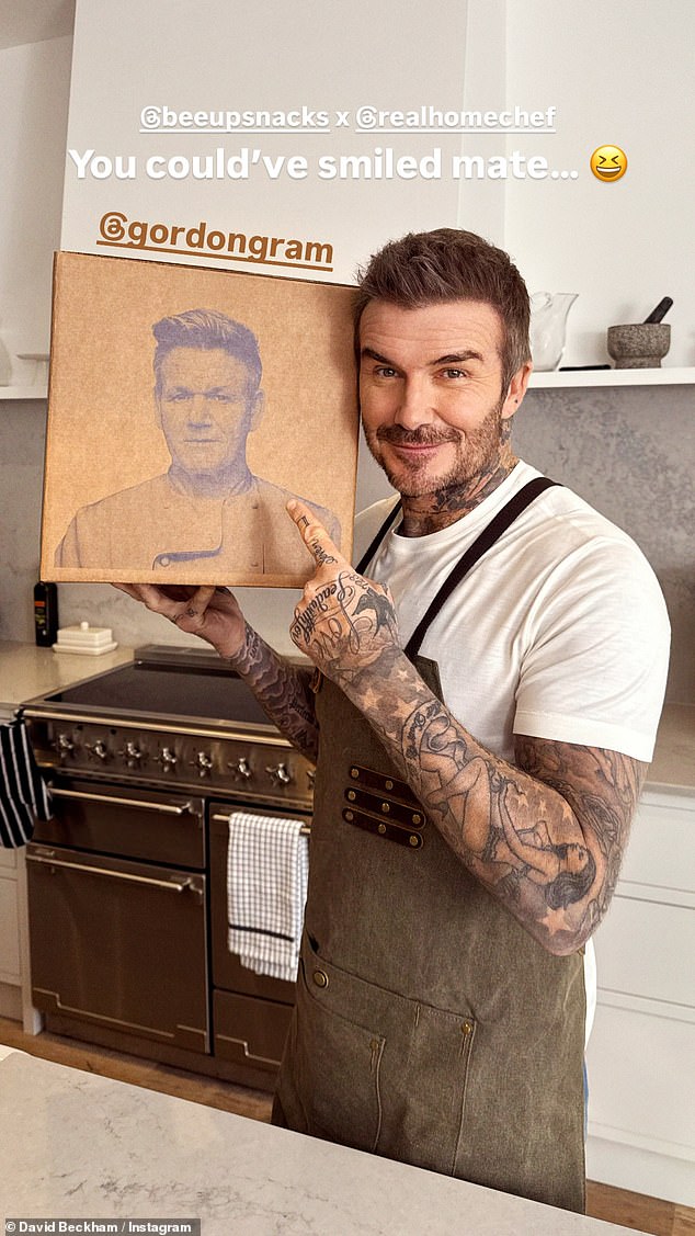 Referencing Gordon's serious face on the side of the box, David quipped: 'You could have smiled by the way'