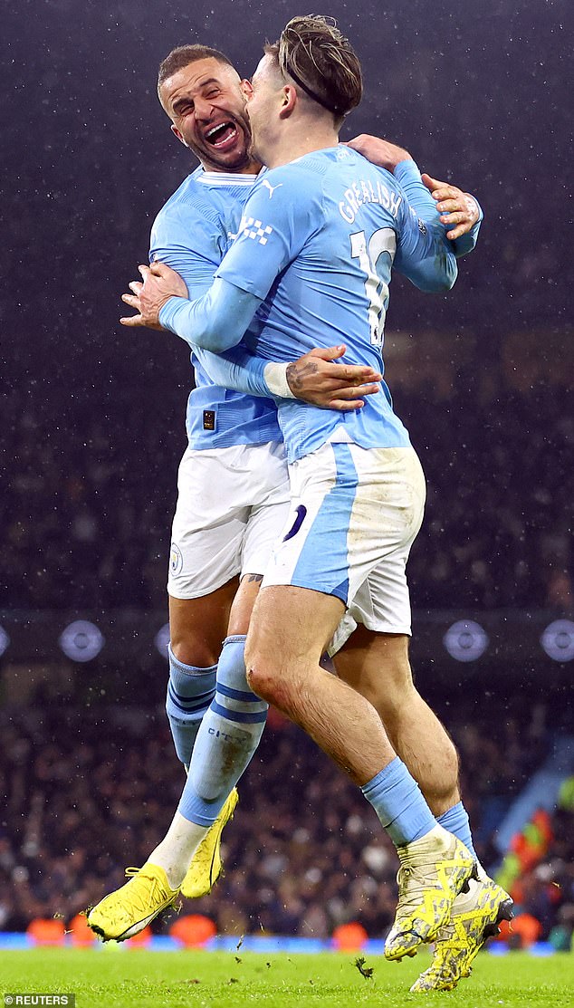 'I walked upstairs to find where she was and then, on the phone, she was messaging the footballers. It was Jack Grealish and Kyle Walker' (Grealish and Walker pictured together)