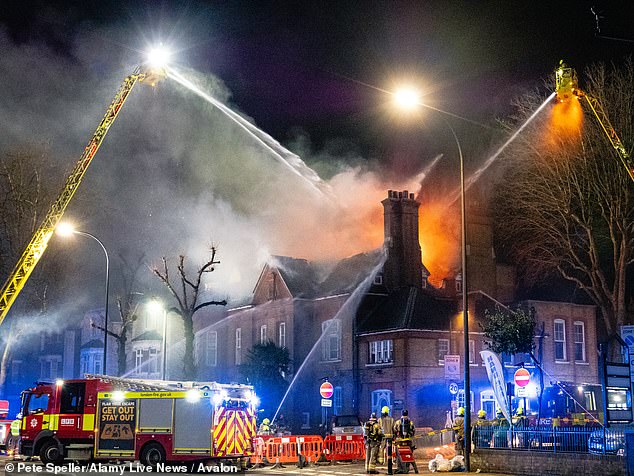 Eight fire engines and around 60 firefighters were scrambled to the scene in Lewisham, southeast London on Saturday evening