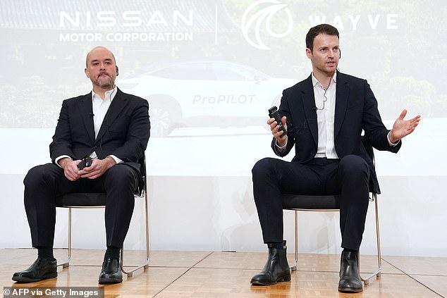 Alex Kendall (pictured right), chief executive of the British start-up Wayve, shared the footage on social media