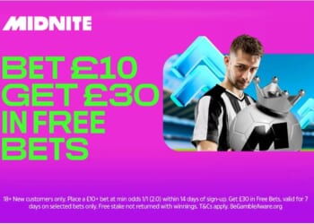 Get £30 in football free bets when you join Midnite