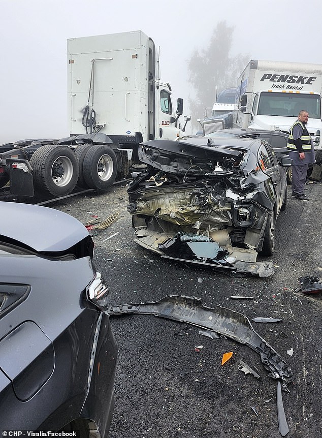 Entire lanes were blocked by crushed cars and jackknifed trucks