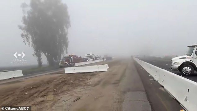 Video and phots from the scene showed the atrocious conditions drivers were facing at the time of the massive crash