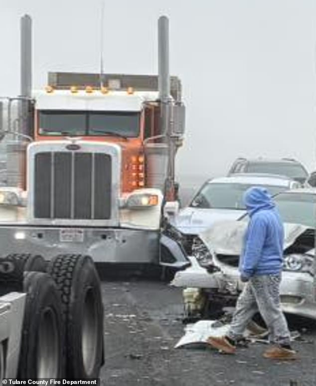 Drivers were left wandering the wreckage until emergency services came to pick them up