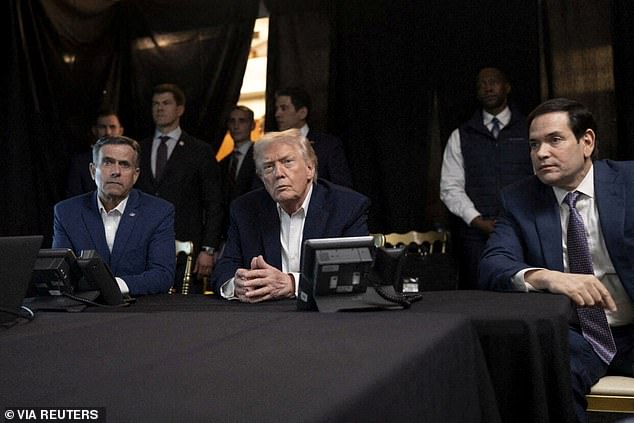 President Donald Trump (centre) watches the military operation in Venezuela with CIA Director John Ratcliffe (left) and Secretary of State Marco Rubio (right) from Mar-a-Lago resort