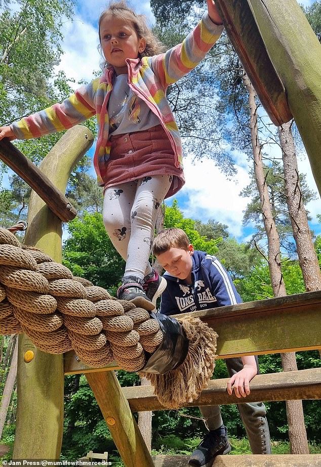 Using loyalty card points, the family enjoyed a day out at a theme park